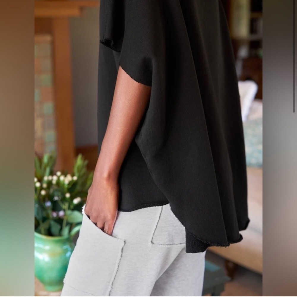 Frank & Eileen Audrey Funnel Neck Capelet Triple Fleece One Size OS Black - Picture 3 of 8